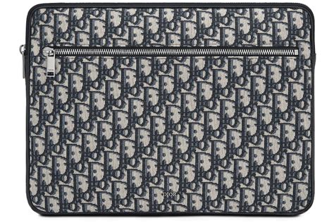 Laptop Case Beige and Black Dior Oblique Jacquard 